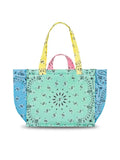 Quilted Medium Cabas Tote - FLOWER - Mint / Colorblock