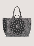 Quilted Maxi Cabas Tote - HAPPY FACE - All Black