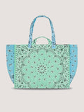 Quilted Maxi Cabas Tote - HOLIDAYS - Mint / Pale Blue