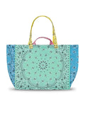 Quilted Maxi Cabas Tote - FLOWER - Mint / Colorblock