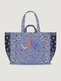 Moyen Cabas Matelassé - LOVE - Chambray / Navy