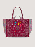 Quilted Maxi Cabas Tote Liberty - LOVE - Burgundy