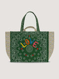 Maxi Cabas Matelassé Liberty - LOVE -  Vert Week-end