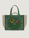 Maxi Cabas Matelassé Liberty - LOVE -  Vert Week-end