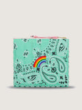 Mini Zipped Quilted Pouch - RAINBOW - Mint / Pale Pink