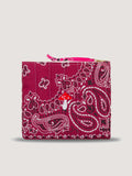 Mini Zipped Quilted Pouch - MUSHROOM - Burgundy / Fuchsia