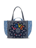 Quilted Medium Cabas Tote Liberty - LOVE - Navy