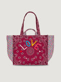 Quilted Medium Cabas Tote Liberty - Love - Burgundy