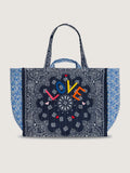 Moyen Cabas Matelassé Liberty - LOVE - Navy