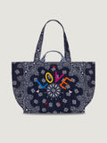 Moyen Cabas Matelassé - LOVE - All Navy