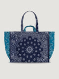 Quilted Medium Cabas Tote - LOVE - Navy / Petrol