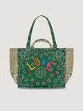 Moyen Cabas Matelassé - LOVE - Vert Week-End / Beige