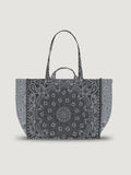 Quilted Medium Cabas Tote - LOVE - Navy / Petrol