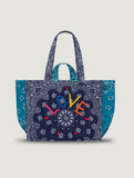 Moyen Cabas Matelassé - LOVE - Navy / Pétrole