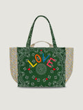 Moyen Cabas Matelassé Liberty - LOVE - Vert Week-End