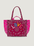 Moyen Cabas Matelassé - LOVE - Bordeaux / Fuchsia