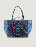 Moyen Cabas Matelassé Liberty - LOVE - Navy