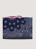 Zipped Quilted Pouch - HEART - Navy / Real Red