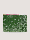 Pochette Zippée Matelassée - PALMIER - Vert Week-end / Fuchsia