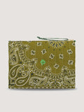 Zipped Quilted Pouch - CLOVER - Bronze / Weekend Green