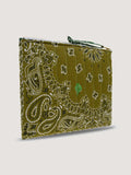 Zipped Quilted Pouch - CLOVER - Bronze / Weekend Green