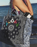 Quilted Maxi Cabas Tote - ALOHA - Navy / Chambray