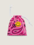 Hand-embroidered Lavender Sachet - HAPPY FACE - Flashing Pink / Burgundy